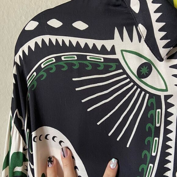 Rare Farm Rio Mystic Scarf Midi Black Shirt Dress Lenzing Wrap Size XS - Picture 10 of 15